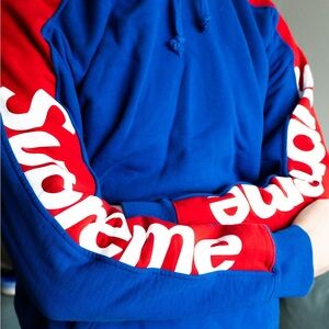 Supreme Sideline Hoodie Red and Blue